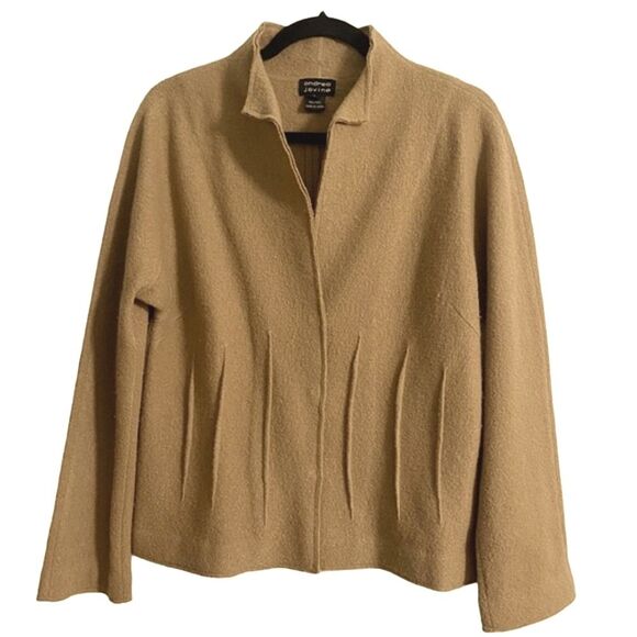 Andrea Jovine Jackets & Blazers - Andrea Jovine Tan  Wool Lightweight Jacket Size L